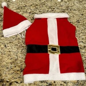 Santa Dog Holiday Christmas Fleece Costume with Santa Hat